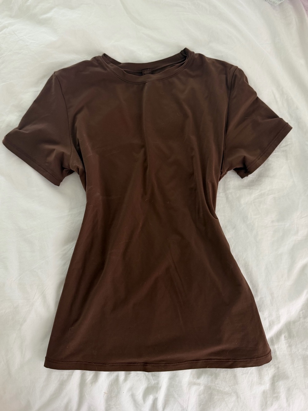 Soft smoothing seamless skims Brown Short Sleeve Top cocoa